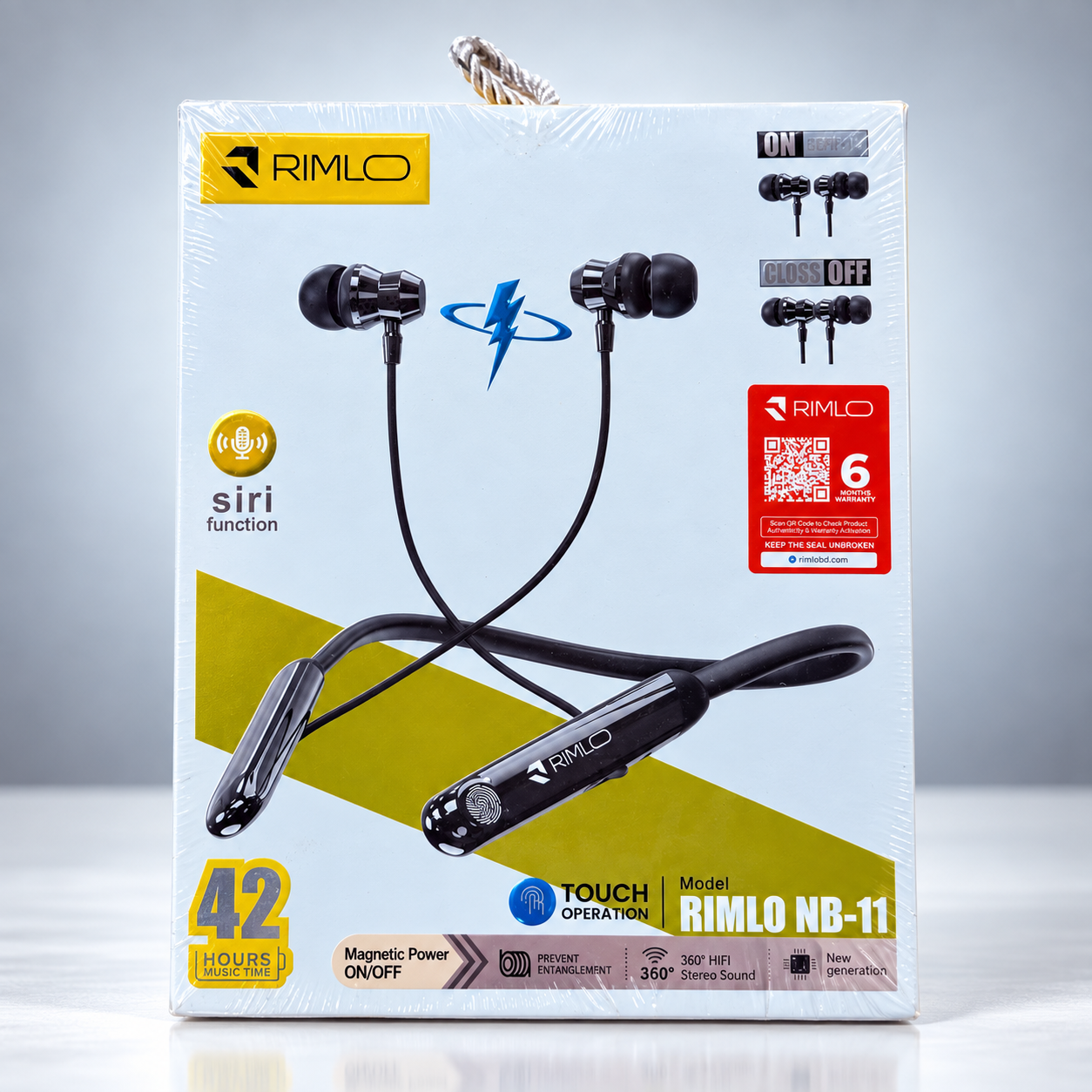 RIMLO NB-11 Neckband Headset | 42Hrs Music Time | 360° Hi-Fi Stereo Sound | Touch Operation