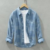 Richard – patchwork-langarmhemd - Blau _ XS